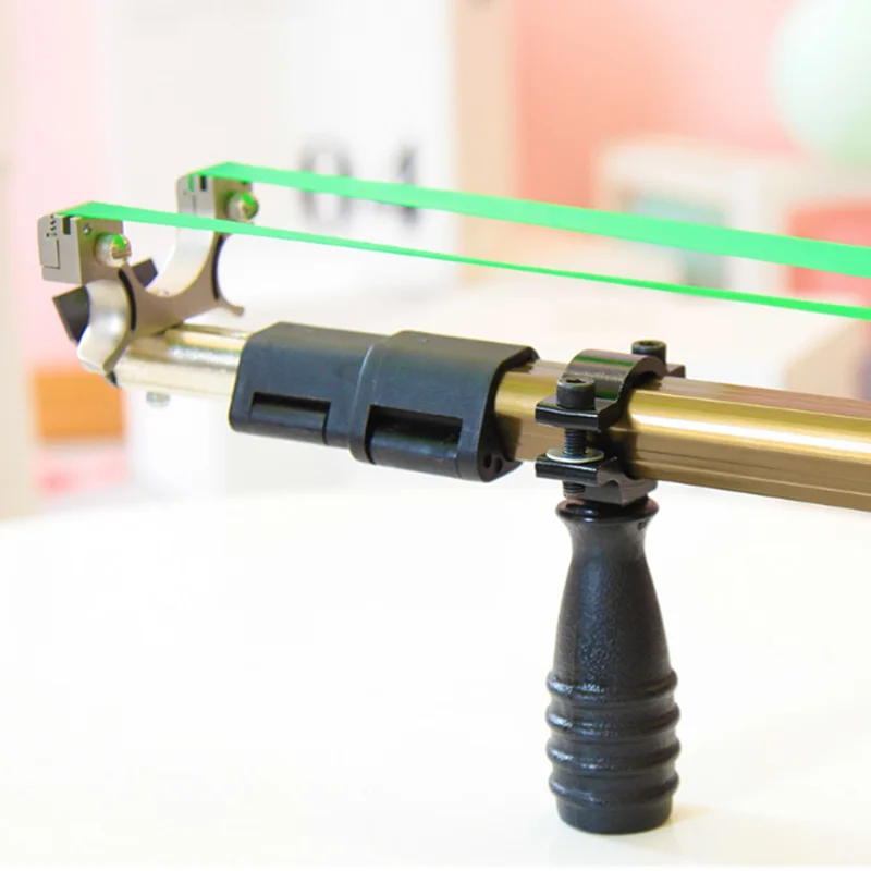 Imagem -05 - Outdoor Hunting Aluminum Alloy Slingshot Versão Longa Flat Leather Straight Rod Retrátil com Green Laser Trigger