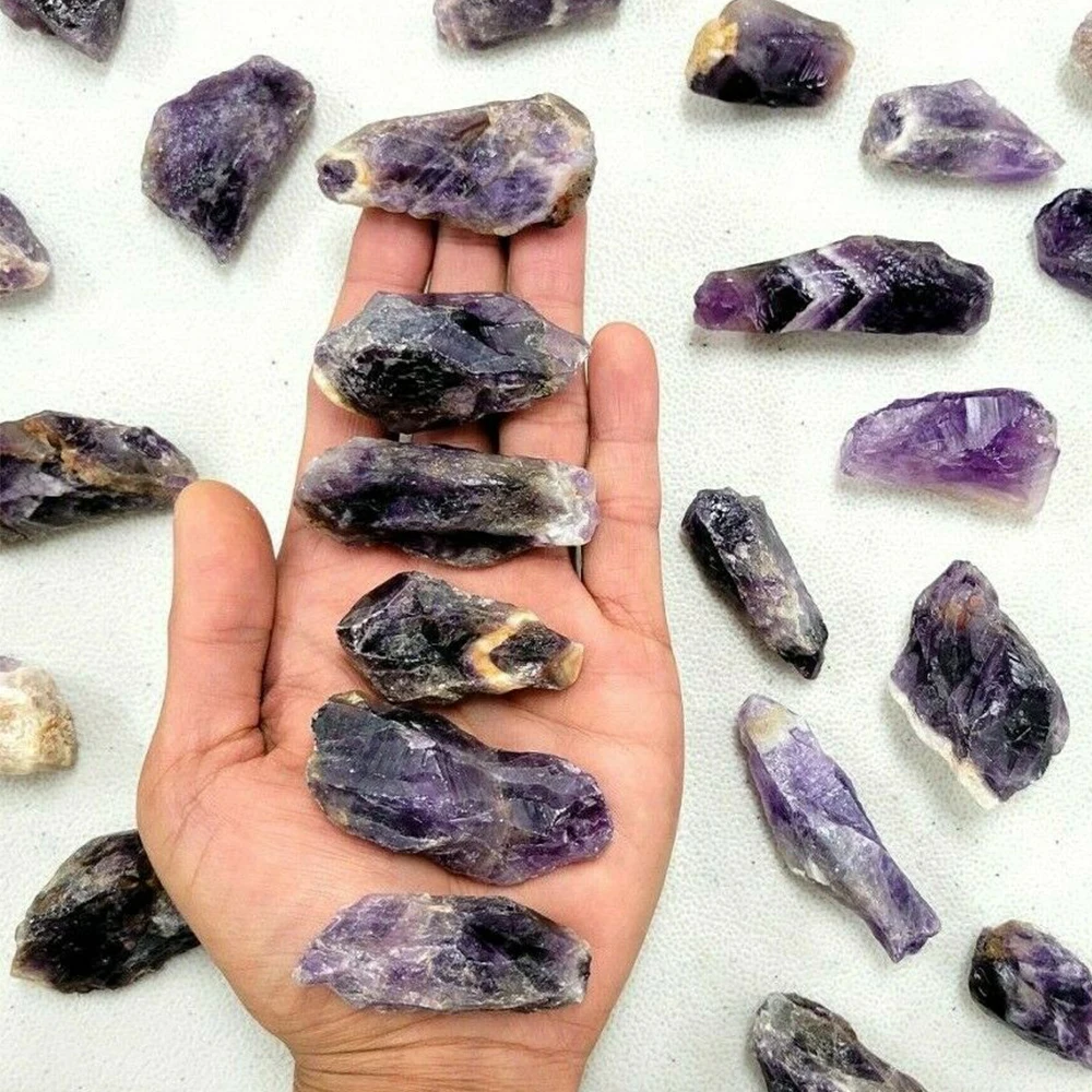Dunkle Natürliche Traum-Amethyst-Kristalle, Rohe Edelsteine, Reiki-Heilenergie-Steine, Stabförmige Mineralien, Großpackung – Detail 4