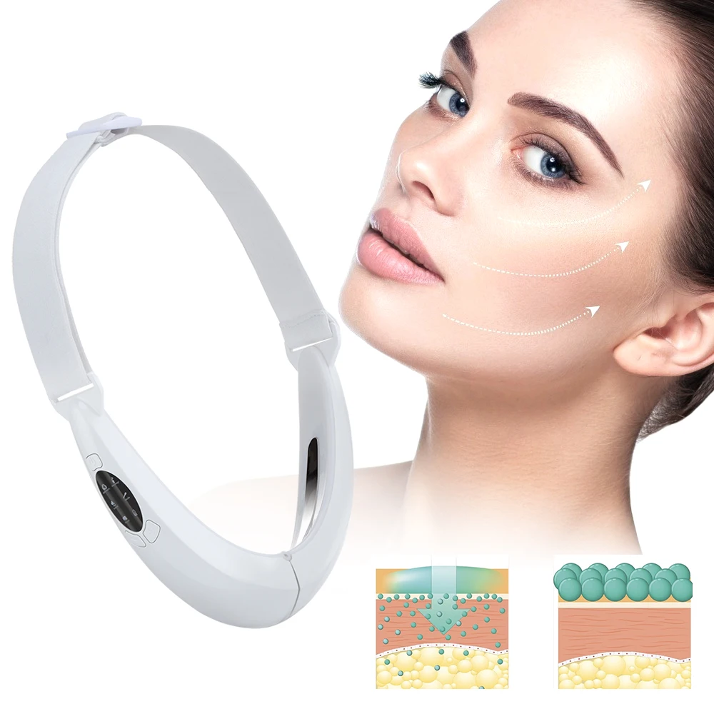 Masajeador Facial EMS, cinturón adelgazante, terapia de fotones LED, dispositivo de vibración para levantar la barbilla, celulitis, mandíbula, máquina de estiramiento Facial