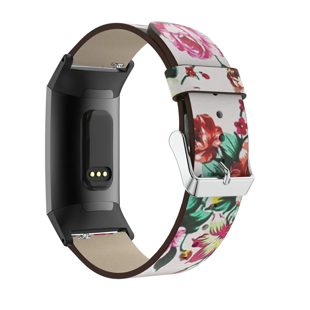 Retro fashion Leather Printed Strap For Fitbit Charge 4 Watchbands Accessories Bracelet Replacement For Fitbit Charge 4 band