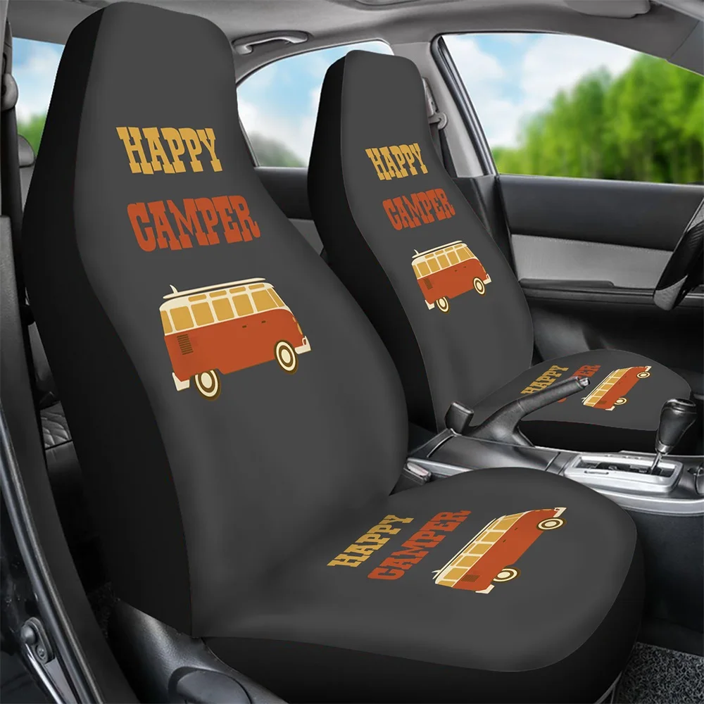 Happy Camper Pattern Slip-Resistant Vehicle Seat Covers Tribal Durable Front Car Seat Covers Set