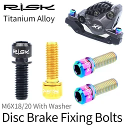 RISK 4Pcs/lot M6x18/20mm Titanium Ti CT4 Bolts Screws for MTB Bicycle Crank Disc Brake Caliper Headset Stem with Adaptor Washer