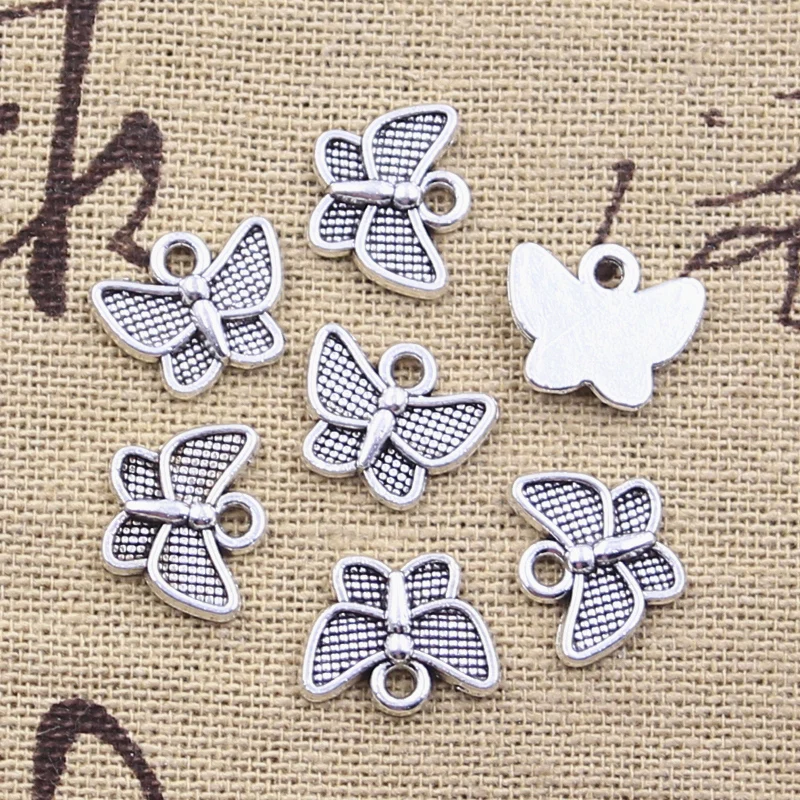 30pcs Charms Lovely Butterfly 11x13mm Antique Silver Color Pendants Making DIY Handmade Tibetan Finding Jewelry