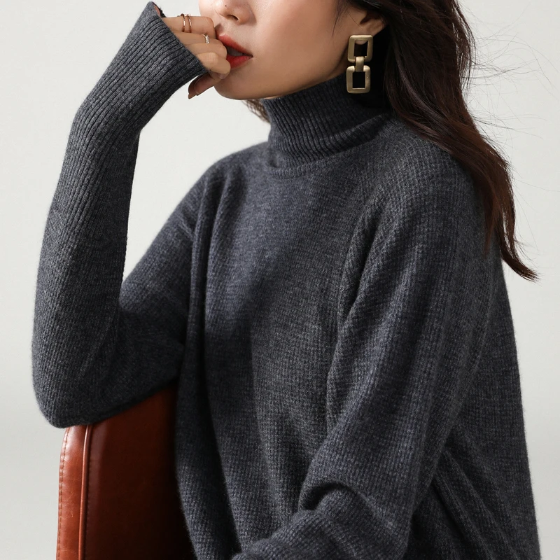 Women Cashmere Winter Sweater Clothes 2021 Wool Turtleneck Pullover Long Warm Pull Femme Eleagnt Sweater Dress Hiver 1914