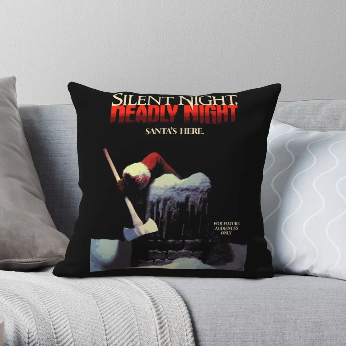 Silent Night Deadly Night Square Pillowcase Polyester Linen Velvet Printed Zip Decor Sofa Cushion Cover