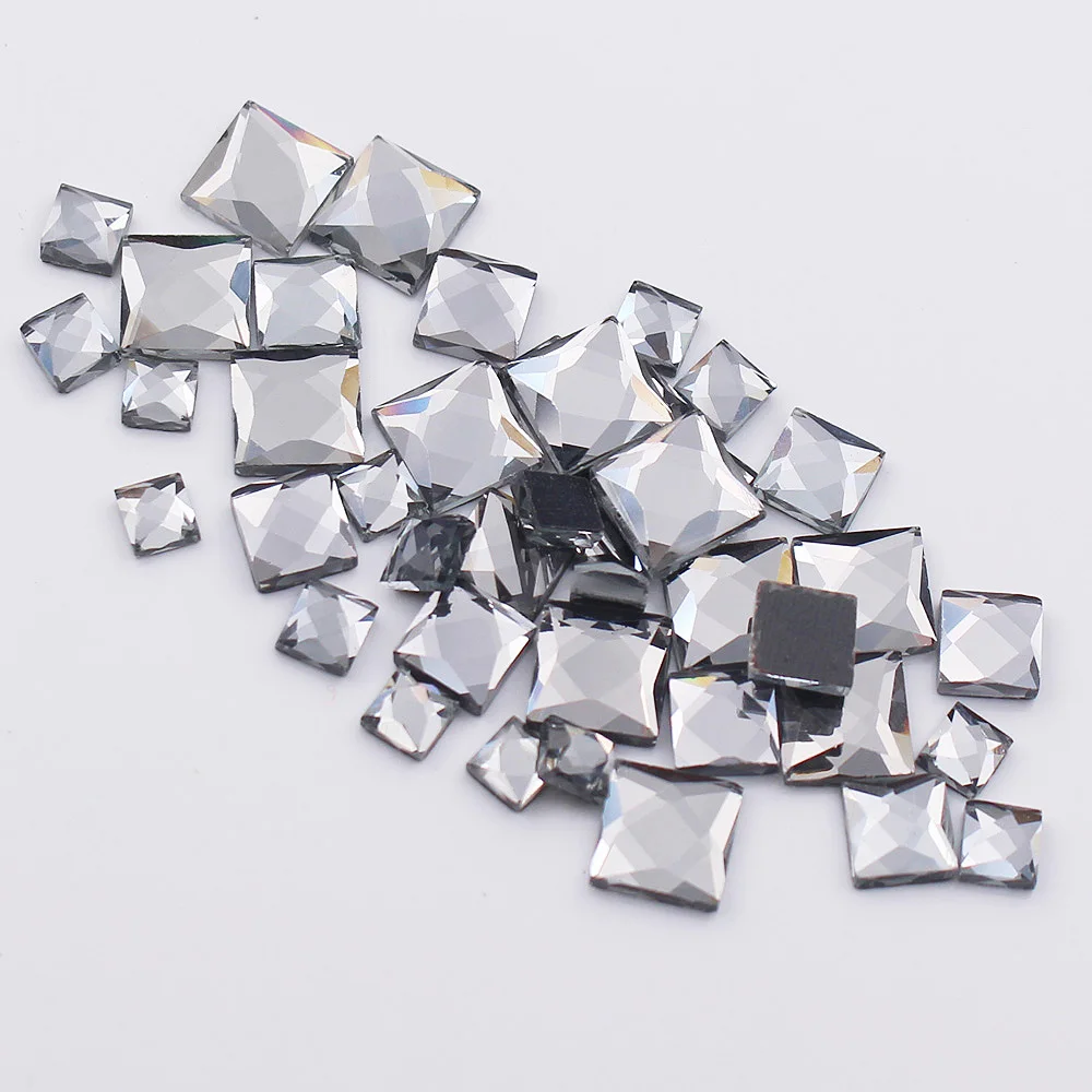 Square Shape Glue-Flatback Clear Crystals Strass Adhesive Rhinestones Trim DIY Garment Craft Beads Hotfix Rhinestone For Clothes