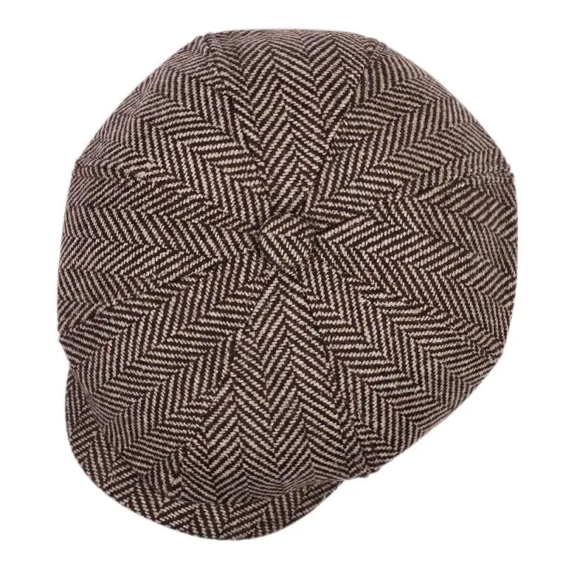 Nowe męskie czapka gazeciarza Beret kapelusz mężczyźni kobiety dzikie kapelusze Tweed Gatsby ośmioboczna czarna biała jodełka Vintage bluszcz