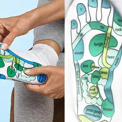 Calcetines de acupresión para fisioterapia, medias de reflexología para aliviar el cansancio, masaje, ilustración completa en inglés, gran oferta