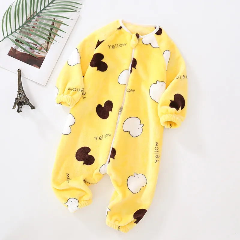 Baby Pajamas For Boys Girls Thick Warm Pajama Autumn Children Flannel Onesies Jumpsuits Winter Kids Cartoon Blanket Sleepwear