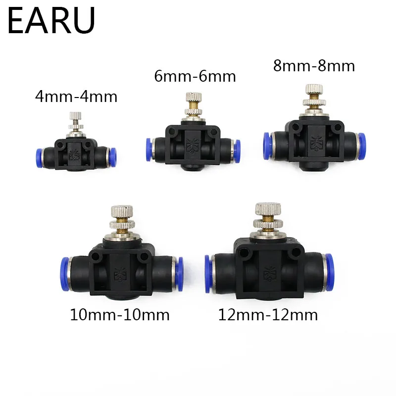 Pneumatyczny Regulator przepływu powietrza 4mm 6mm 8mm 10mm 12mm OD wąż rury regulacja przepływu gazu złącze zaworu montaż kontrola prędkości