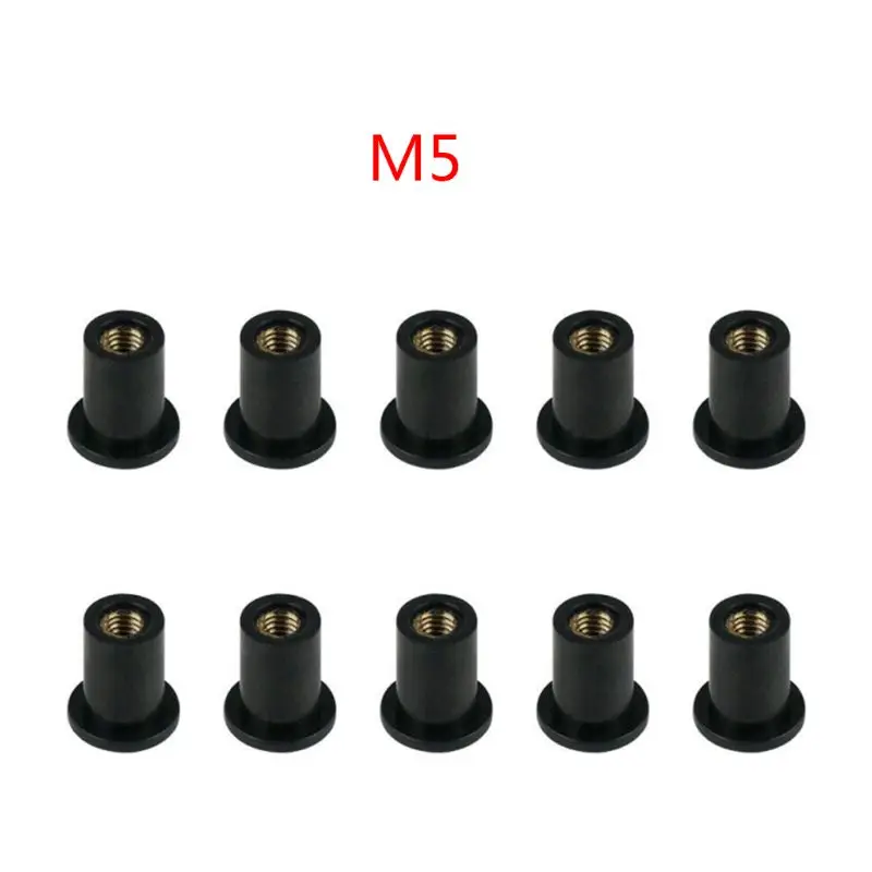 10pcs M4/M5/M6 Rubber Well Nuts Blind Fastener Windscreen Windshield Fairing Cowl Fastener Accessories for Motorcycle