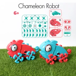 Kit de modelo de robô camaleão engraçado elétrico faça você mesmo, animais criativos de haste, brinquedos educativos de ciências para crianças 6 +