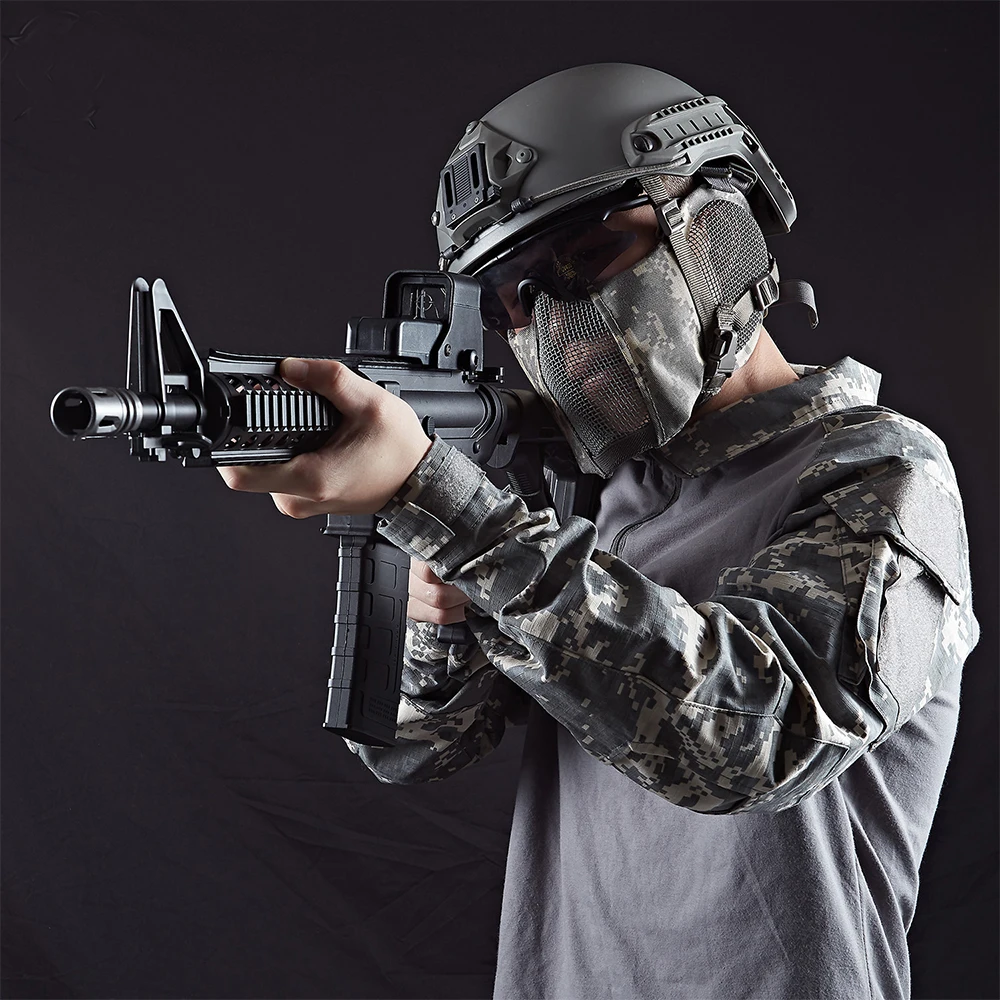 Mezza maschera tattica passamontagna Cap moto Army Airsoft Paintball copricapo maglia metallica caccia maschera protettiva