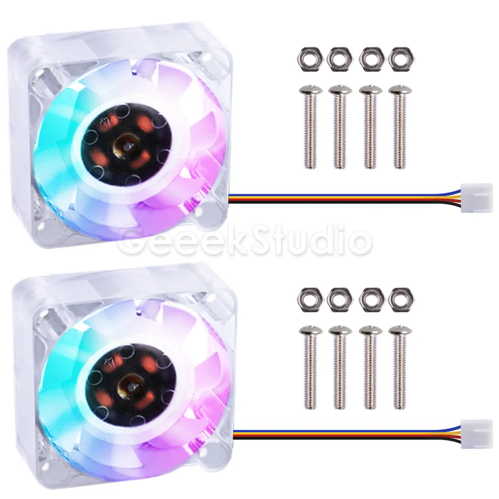 2 PCS 4010 Brushless RGB Light Cooling Fan 4010 PWM Colorful Slow Flashing Transparent Cooler For Jetson Nano