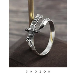 Vintage Samurai Sword Ring Design S925 Sterling Silver Personality Open Resizable Ring Retro Old Original wholesale lots bulk