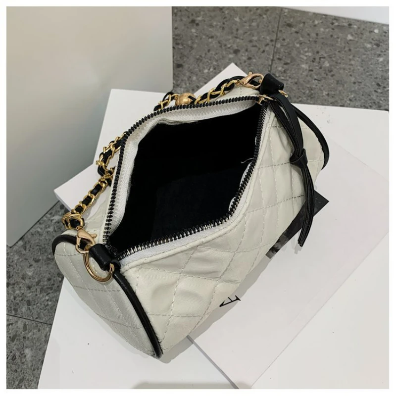 TRAVEASY 2024 New Trend Small Golden Ball Pillow Cylinder Bag Women Fashion Mini Bag Ladies Shoulder Bag Crossbody Bag Handbags