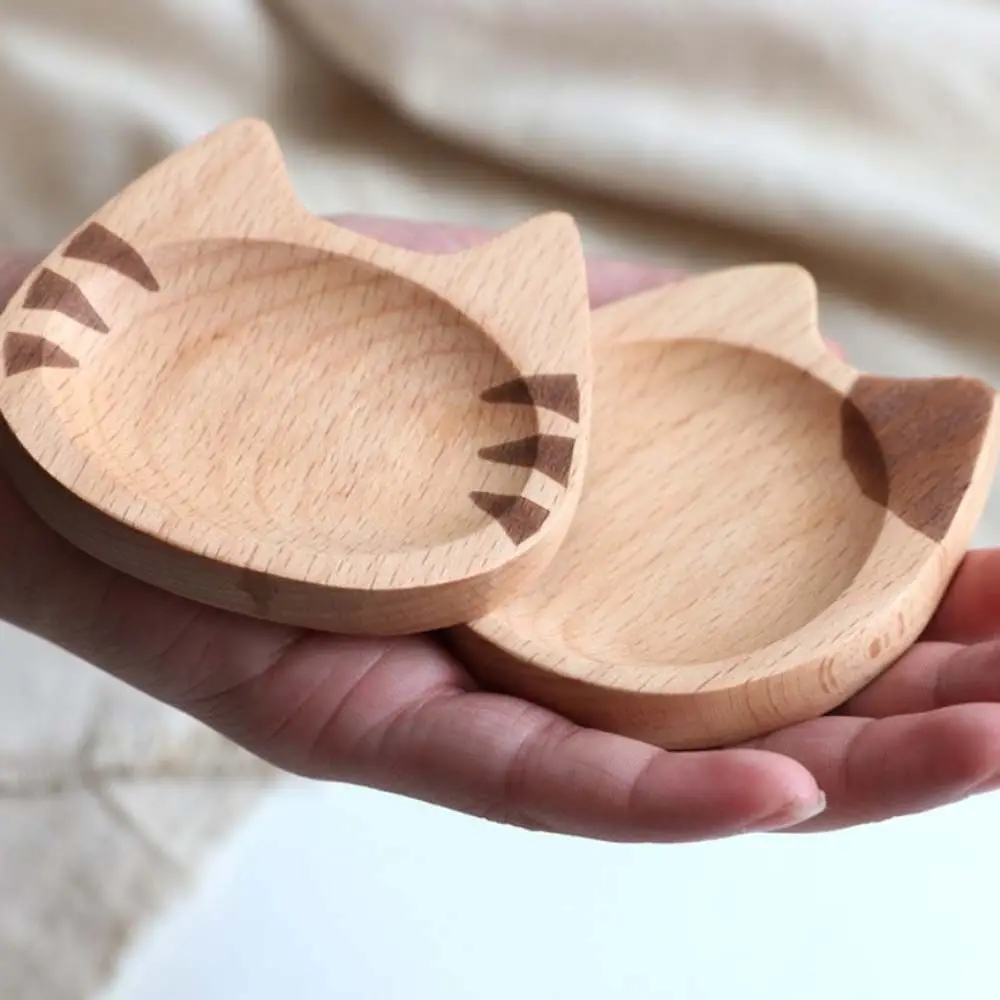 Japanese Style Wooden Dipping Dish Cute Cat Creative Seasoning Dish Sushi Wasabi Soy Sauce Dish Mustard Plate Home Kitchenware