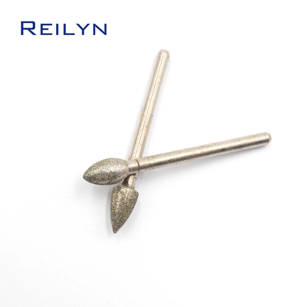 50pcs Diamond Grinding Bits 120#/80# grinding bits 3.17mm Diamond Polishing Head Grinding Burr for Stone Metal Working