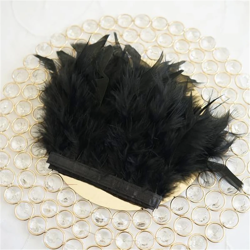 10 meters 32 colors Dyed Turkey feather Trim Fringe Stripped feathers Ribbon Width 10-15cm for Dress Clothing Crafts Decoration