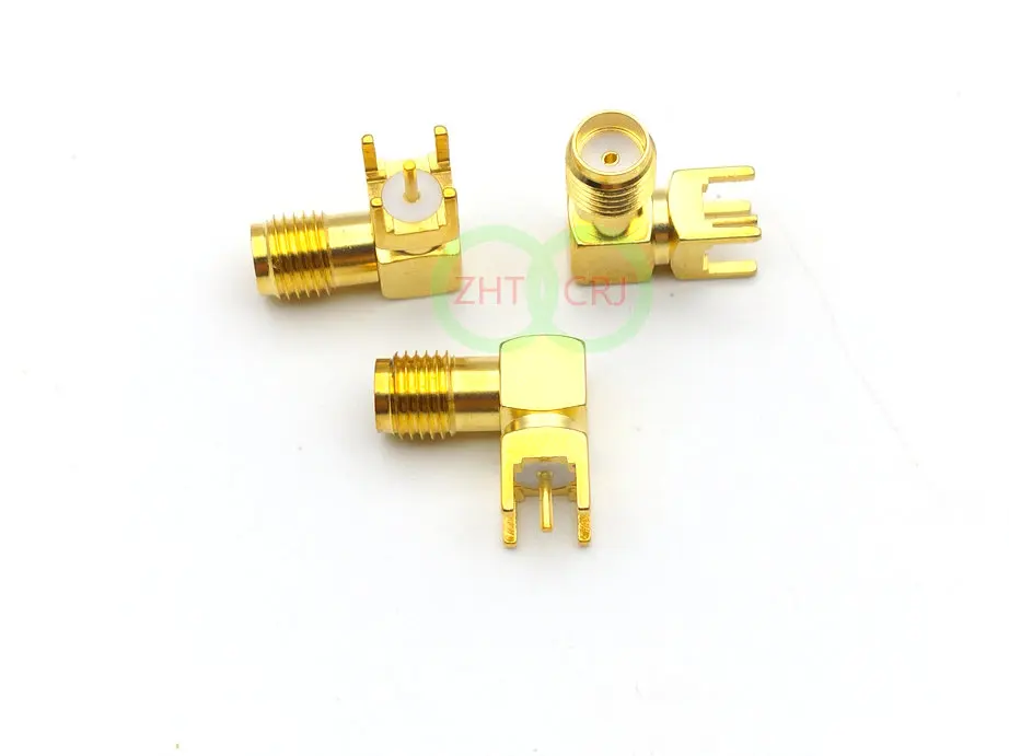 

100pcs Gold SMA female right angle solder PCB mount RF connector Adapter New