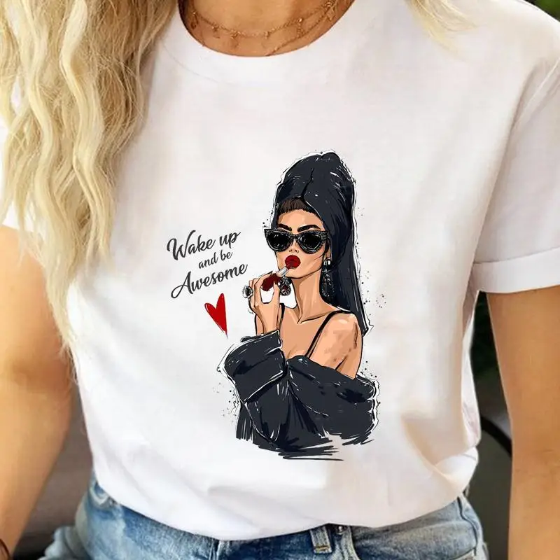 Women Watercolor Coffee Cute T-shirts Female T Tee Cartoon Clothes Short Sleeve Casual Shirt Fashion Lady Graphic Tshirt Top