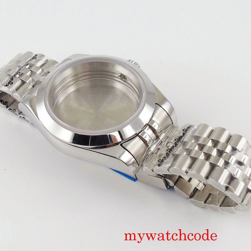 Stainless Steel Men Watch Case Fit NH35 NH36 MIYOTA 8215 Automatic Movement Sapphire Glass Jubilee Strap