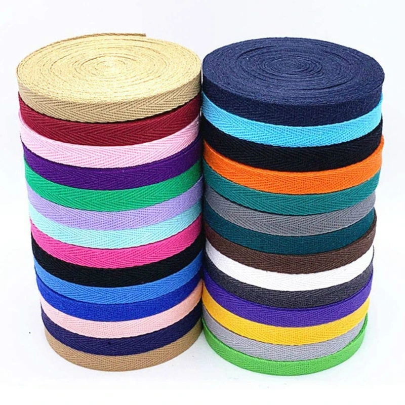 50yard/lot 1cm Environmental Protection Cotton Binding Ribbon Webbing Tape Trimming For Packing garment Accessories Handmade DIY