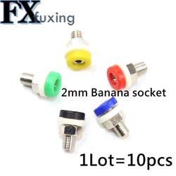 10Pcs Brass 2mm Banana Socket Jack for 2mm Banana Plug Test Connector Insulated Socket Small Terminal Pure Copper Red Black Blue