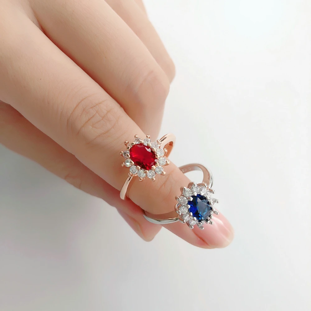 Diana Ring Für Frauen Prinzessin Stil Blau Kristall Zirkon Silber Farbe Engagement Hochzeit Finger Ringe Geschenk Mode Schmuck R076 – Detail 2