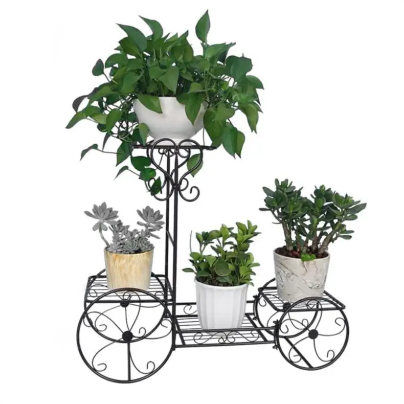 Stylish European Wrought Iron Flower Shelf MultiLayer Indoor Plant Display Elegant Living Room Pot Rack Floor Standing Design