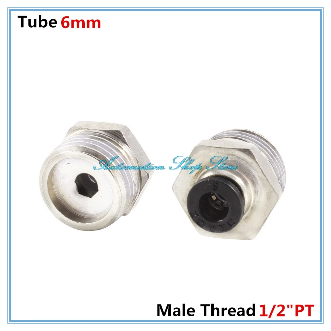 

5Pcs 1/2" PT Male Thread to 6mm Push In Pipe Connector Air Quick Fitting PC6-04