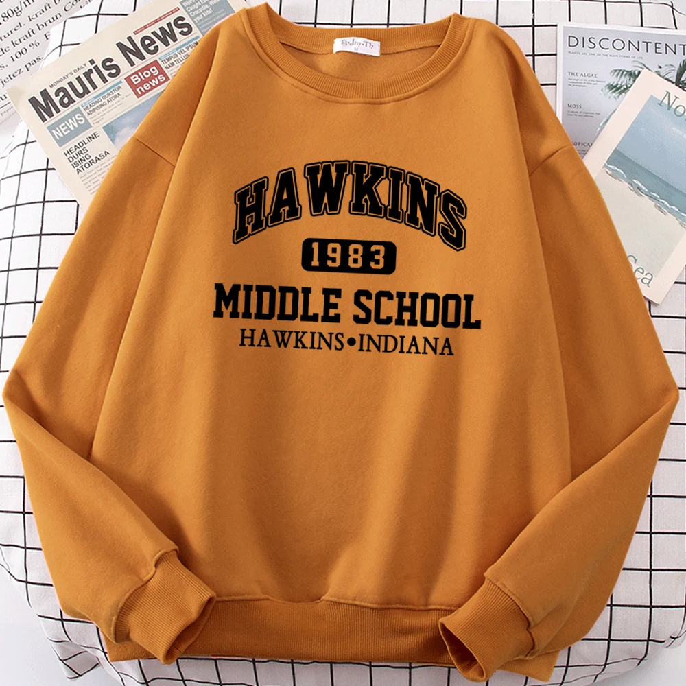 Hot sale Brand 1983 Middle School Print Sweatshirts Men Autumn Fleece Oversized Hoodie Crewneck Hip Hop Clothes Warm Hoodies