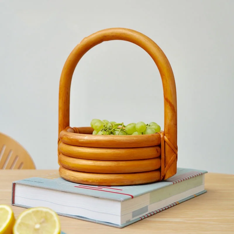 

Rattan Fruit Basket Japanese-style Rattan Fruit Snack Basket As Birthday Gifts хлебница Outdoor Handing Storage Baskets