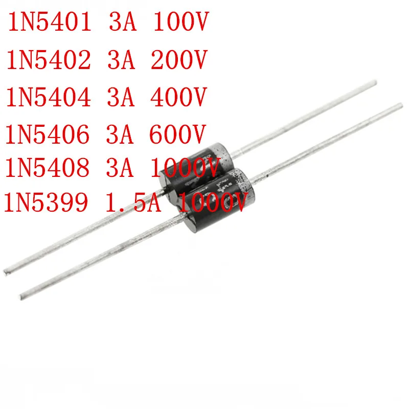 Free Shipping250PCS/500PCS Rectifier Diode 1N5402 1N5404 1N5401 1N5406 1N5408 1N5399 3A 100V-1000V 1.5A 1000V IN5401 DO-27 NEW