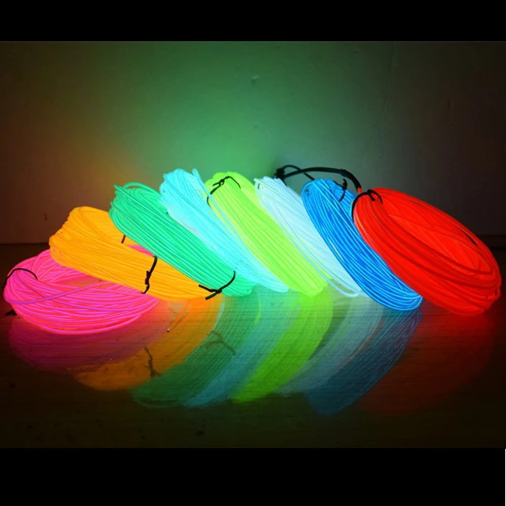 50M 100M 200M 500M EL Wire 2.3MM Electroluminescence Wire  LED Strip Flexible Neon Light  Rope Glow Tube Fluorescent Dance Decor