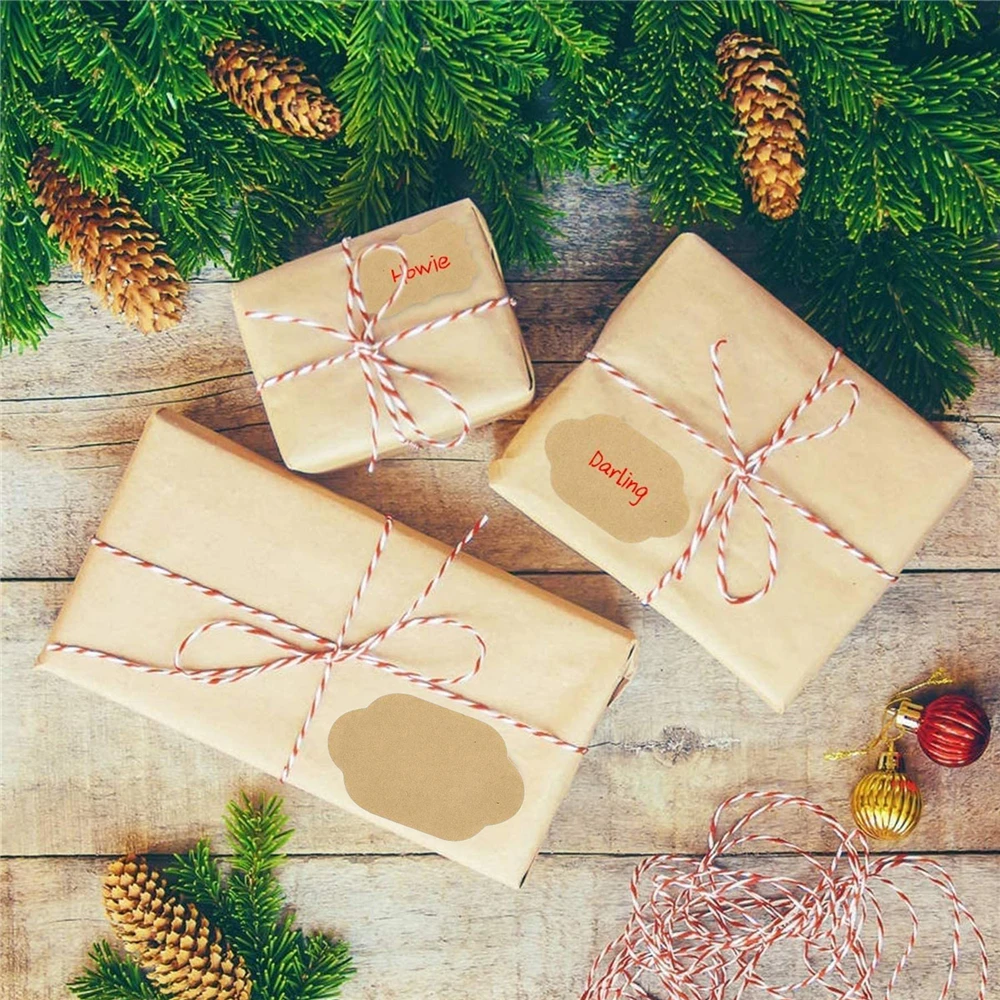 300 Uds en blanco etiqueta papel Kraft pegatinas rollo a mano hecho a mano DIY hornear sello pegatinas de regalo de decoración etiqueta papelería lindo pegatinas