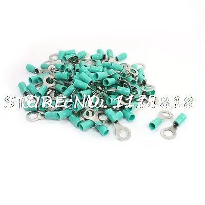 200Pcs RV5.5-8 Ring Tongue Type Pre Insulating Terminals Green for AWG 12-10