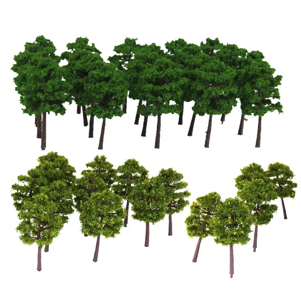 80 Pieces Model Railway Scenery Tree Buildings Model Accessory 1:250 Z Scale