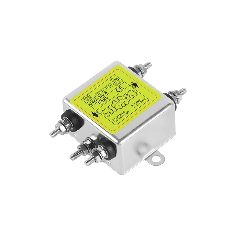 CW3-S EMI Power Filter 3A/6A/10A/20A AC 110V/220V Single Phase Noise Suppressor for Industrial Audio & Switching Power Supply