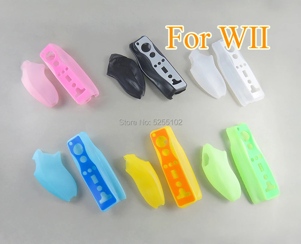 1set Accessories Controller Remote Joystick Silicone Case sleeve For Nintendo Wii Handle Silicone Sleeve Handle Protector Game