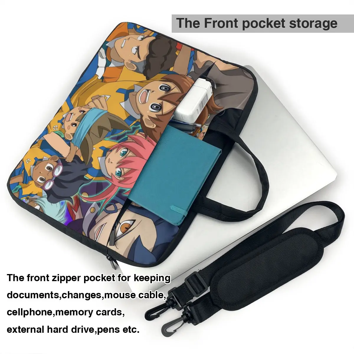 Inazuma Eleven Laptop Bag Case Protective Vintage Computer Bag Bicycle Crossbody Laptop Pouch