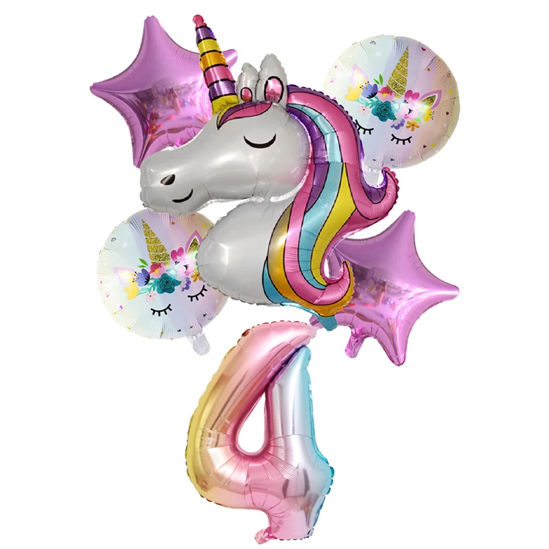 Unicorn Balloon 1st Birthday Party Decorations Kids Globo baby shower first Number inflatable Helium Foil Balloons new year 2023