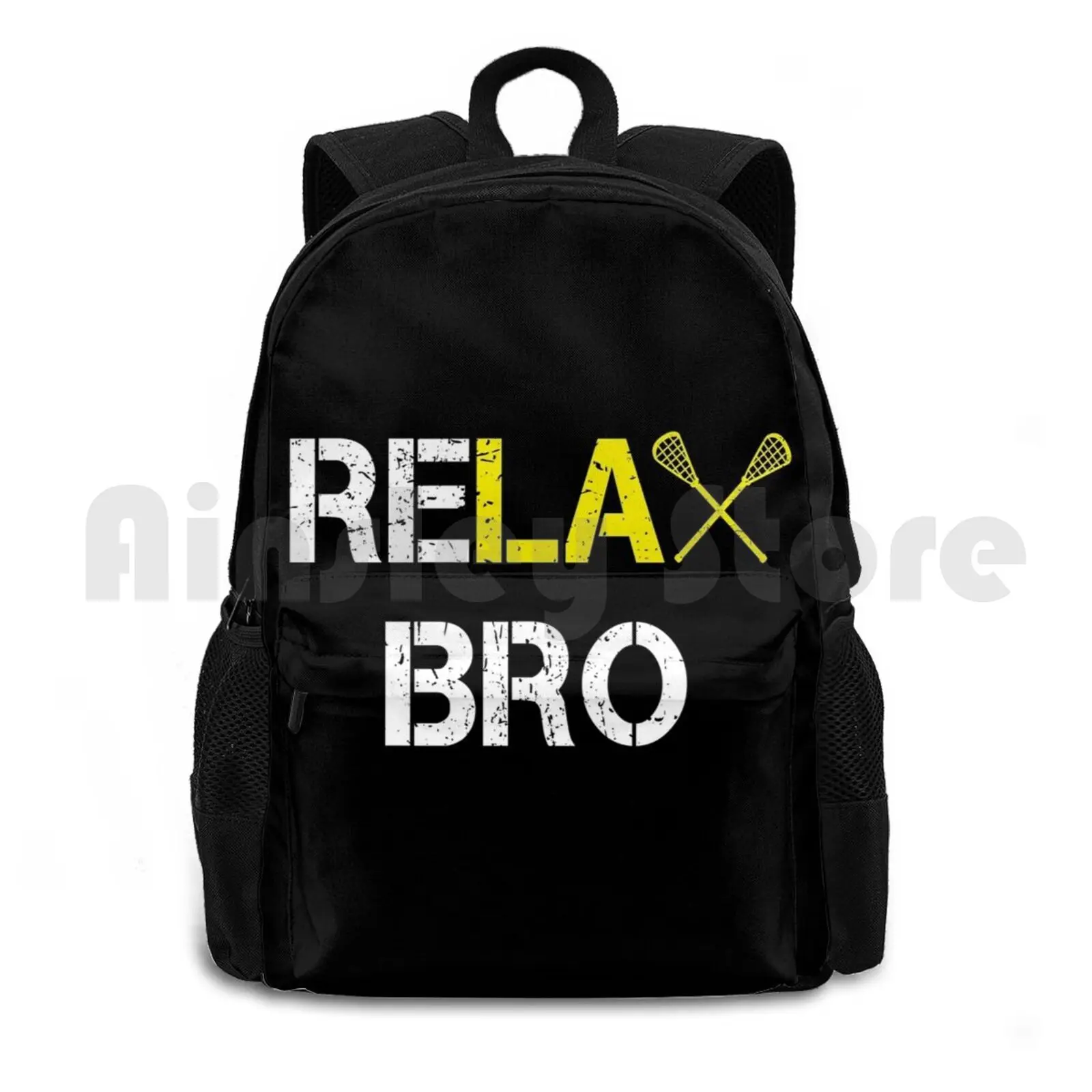 Relax Bro Funny Outdoor Hiking Backpack Waterproof Camping Travel Lax Sports Athletes Athletic Athlete Sport Relax Bro