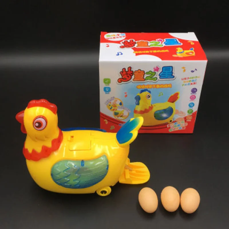 Laying Eggs Chicken Duck Battery Operated Toy Figure Action Toy with Flashing Lights Electric Universal Musical Baby Toys