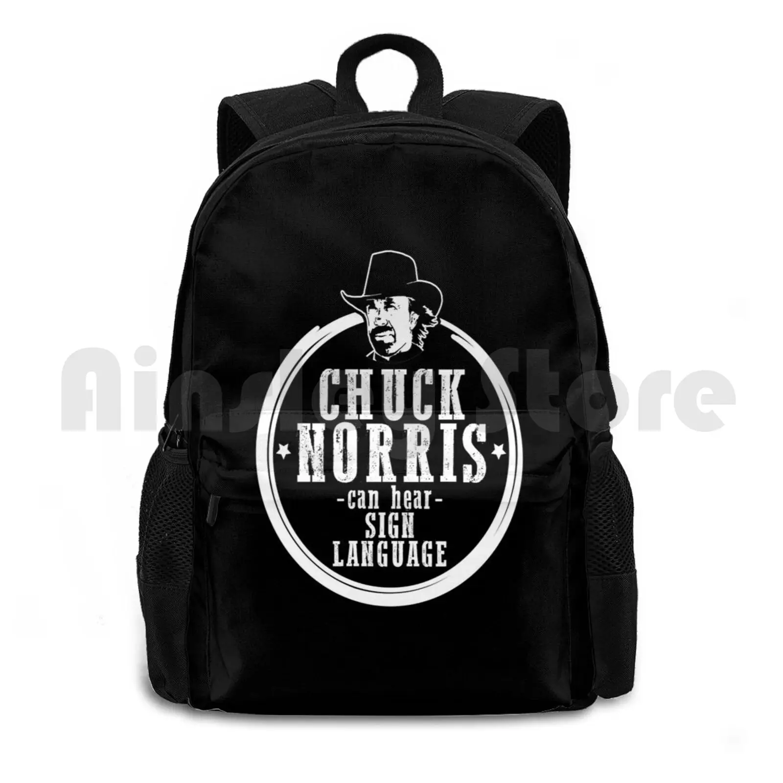 Chuck Norris Can Hear Sign Language Outdoor Hiking Backpack Waterproof Camping Travel Carlos Ray Norris Martial Artist Actor