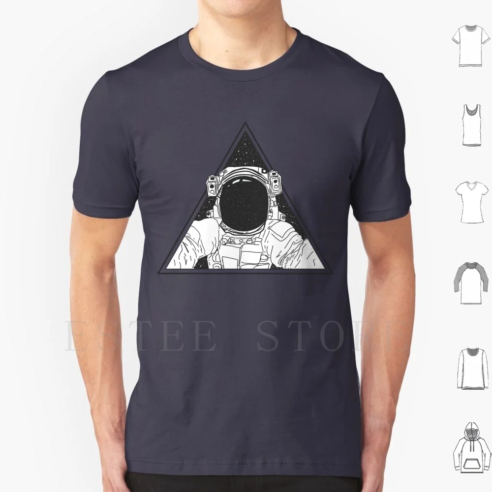 Spaceman T Shirt Cotton Men DIY Print Space Astro Astronaut Stars Milkyway Galaxy Universe Night Black White