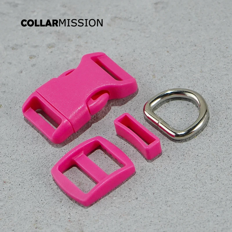 Colorful   (plastic buckle+Tri-Glid+square keeper+D ring) DIY dog collar 20mm webbing sewing quality mei red accessory premium