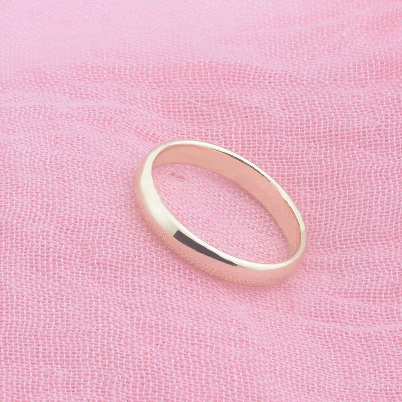 FJ Wholesale 2pcs 3.5mm 6mm Women Mens Couple Light Yellow Gold Color Round Smooth Simple Wedding Rings Big Size