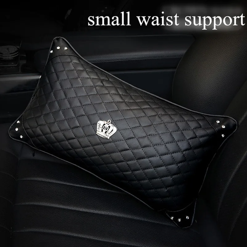 Universal PU Leather Car Pillows Diamond Rhinestone Auto Interior Neck Headrest Seat Support Waist Pillow Car Accessories