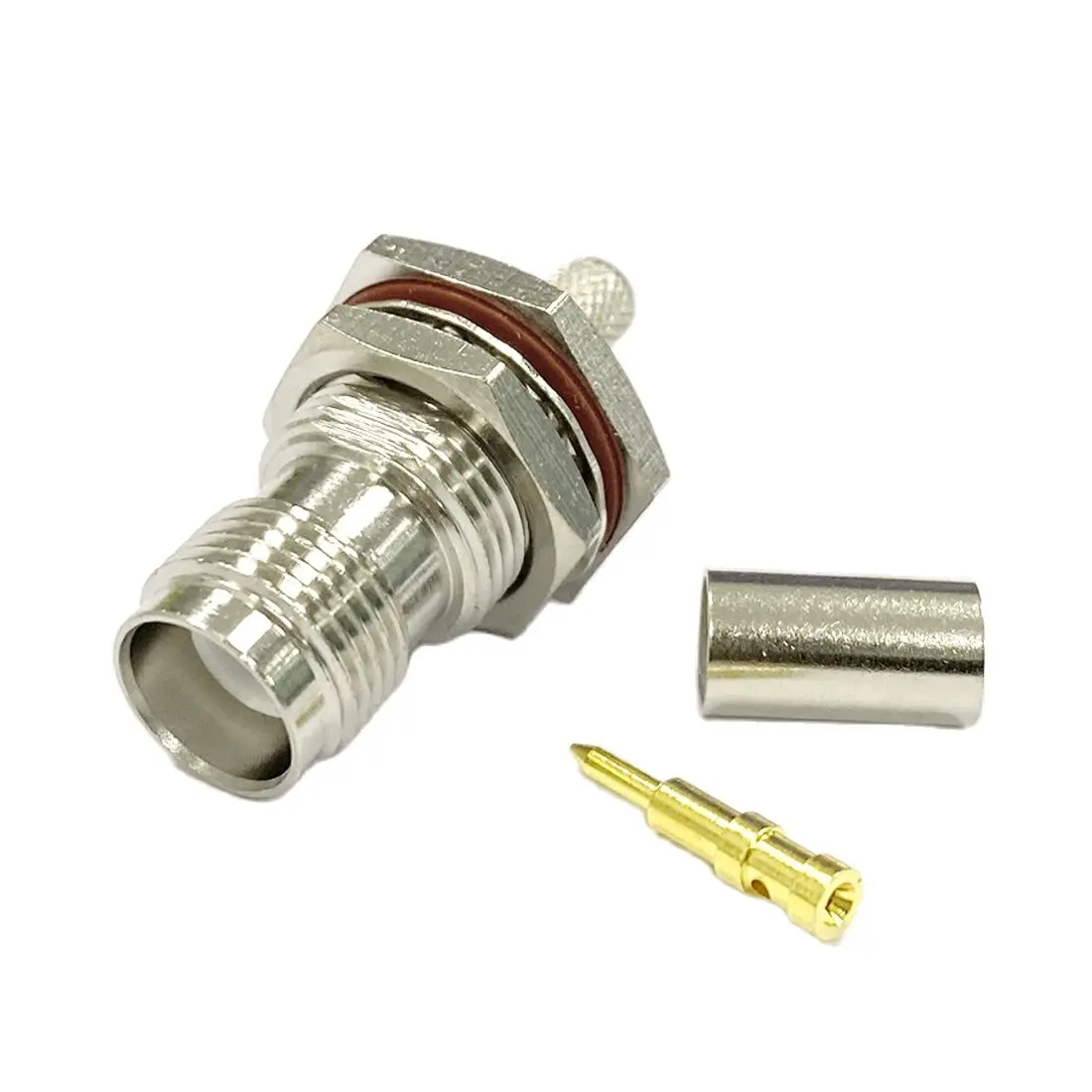 1PC RP-TNC  Female Jack Nut Inner Pin RF Coax Connector Crimp  RG58 RG142 RG400 LMR195 Straight Nickelplated  NEW Wholesale